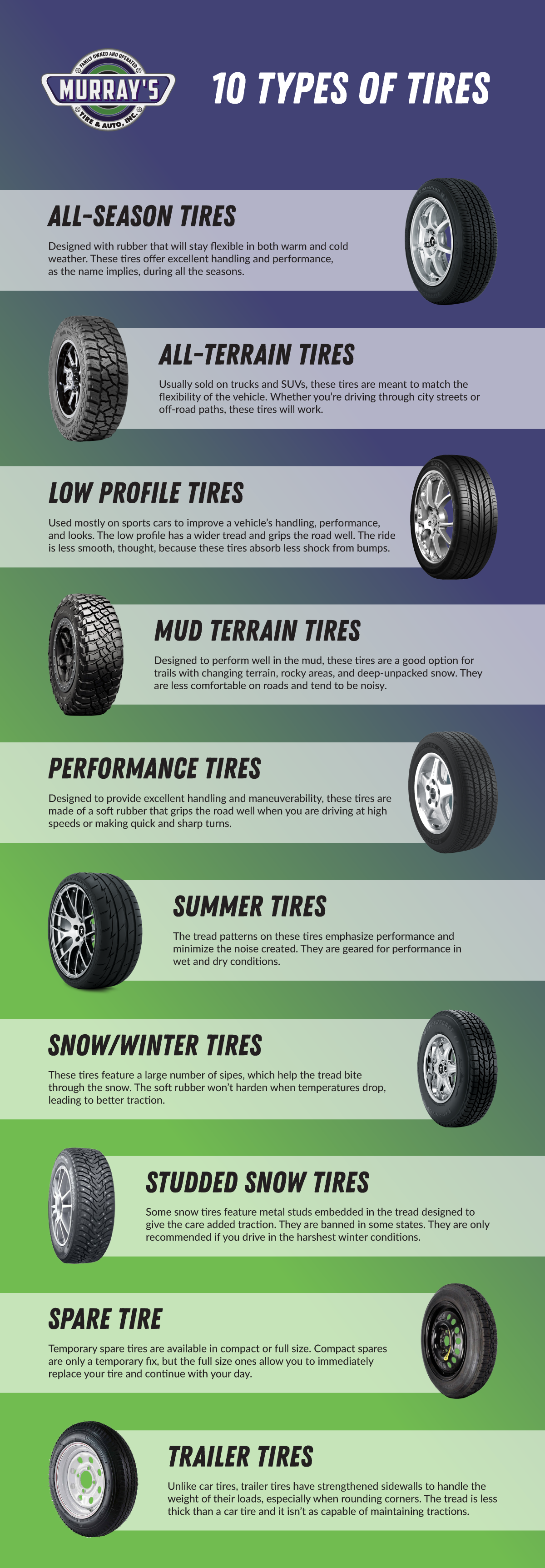 10 different types of tires